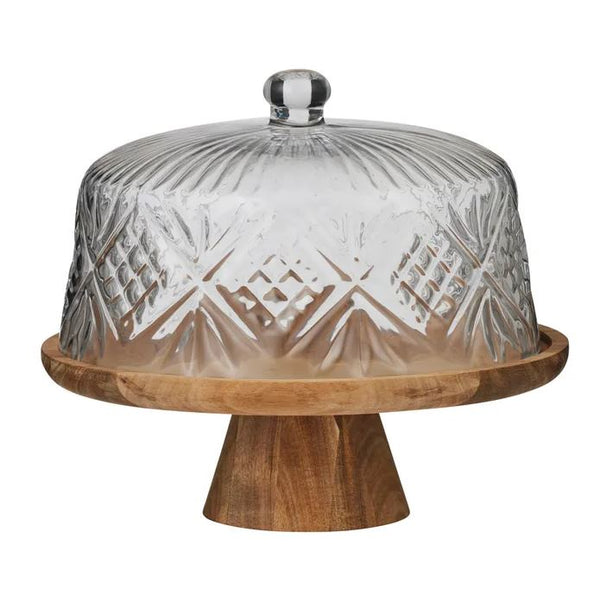 Aleah Glass & Wood Footed Dome