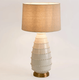Elegant white ceramic bedside table lamp with soft linen shade