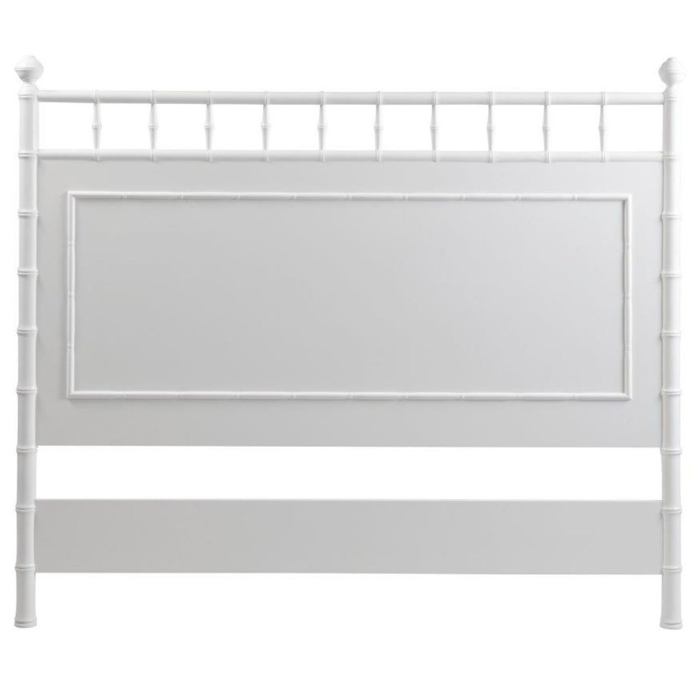 Grand Bahama King bedhead in white by Xavier Furniture featuring elegant faux bamboo timber detailing for a Hamptons style bedroom.