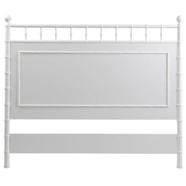 Grand Bahama King bedhead in white by Xavier Furniture featuring elegant faux bamboo timber detailing for a Hamptons style bedroom.