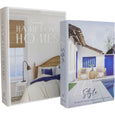Large Hamptons Lifestyle decorative book box set of two with coastal home and interior covers
