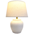 Coastal bedside styling featuring the Harbour White Medium Lamp with soft linen shade
