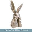 Hare Contemplating Large sculpture in champagne finish with upright ears and thoughtful pose with top 10 best seller february overlay