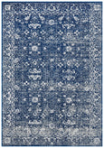 Harley Navy Rug with distressed vintage Persian pattern in rich navy blue and ivory tones.