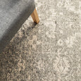 Harley Silver Rug styled with grey upholstery and natural timber furniture