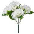 Hydrangea Bush White 45cm faux floral arrangement with realistic white hydrangea blooms and green foliage.