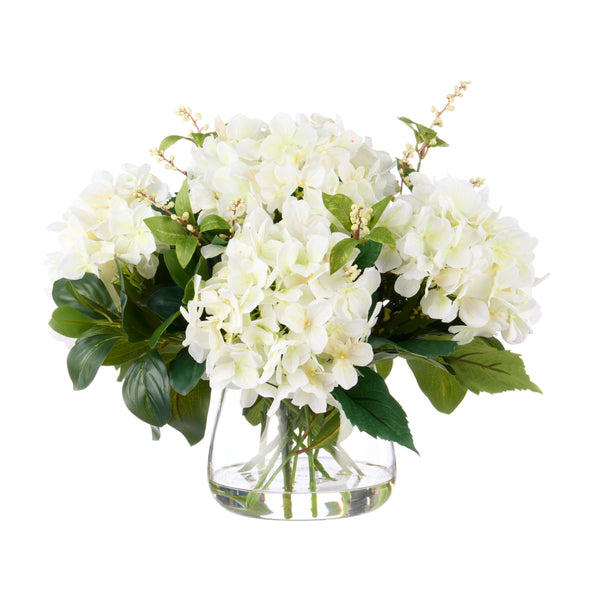 Hydrangea Lush Leaf-Classic Bowl White