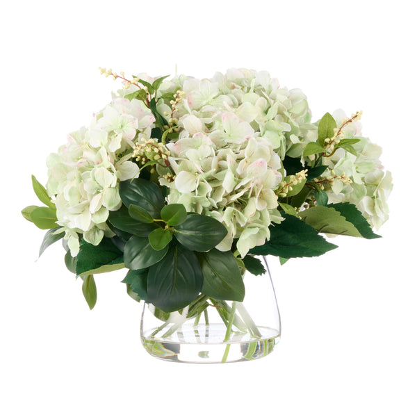 Hydrangea Lush Leaf in Classic Bowl Green