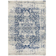 Isla White Navy Rug featuring distressed medallion pattern in navy blue and ivory tones