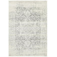 Isla White Silver Rug featuring a distressed floral design in soft ivory and silver-grey tones