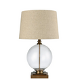 Ivy Small Antique Brass And Glass With Natural Linen Shade
