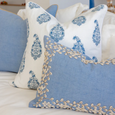 Kauri Embroidery Blue Lumbar Cushion