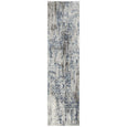 Keira Grey Runner rug featuring a contemporary faded pattern in grey, silver, blue and white tones