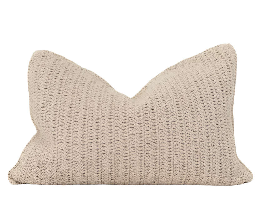 Crochet Beige Lumbar Cushion