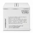 Lantern Cove Coconut & Citrus candle packaging with pineapple, mango, lemon, lime, coconut and jasmine fragrance notes