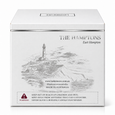 Back of Lantern Cove Hamptons Coconut & Citrus candle gift box with coastal lighthouse illustration