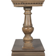 Close-up of the Laurent Console Table showing the turned timber pedestal leg and decorative dentil moulding.