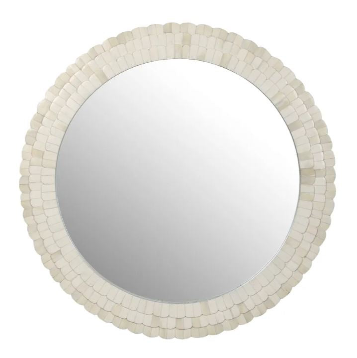 Leila Round Bone Inlay White Mirror 70cm