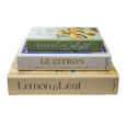 Lemon Grove decorative book boxes set of three with yellow lemons, blue accents and illustrated covers 