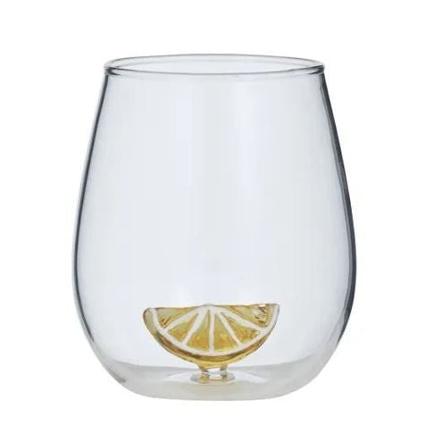Lemon Slice Glass Tumbler 10cm - Hamptons Style