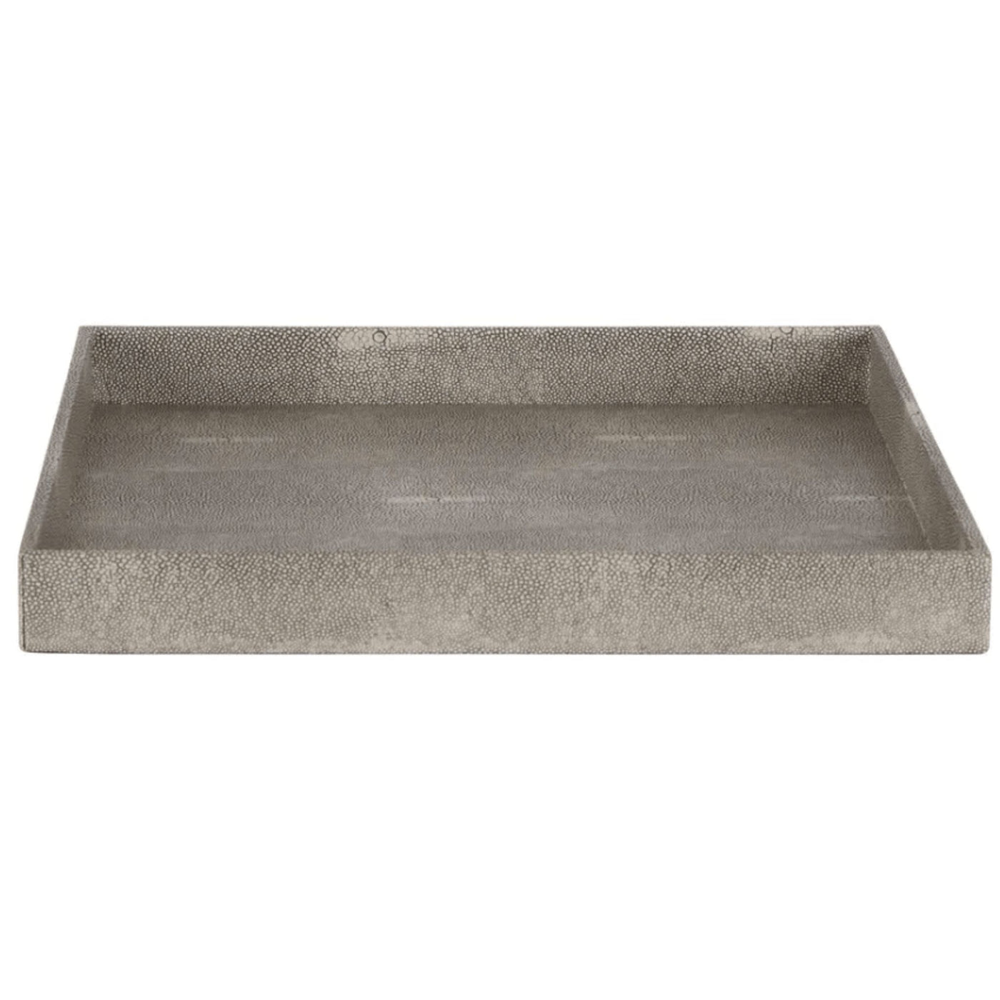 Lennox Tray Dappled Grey decorative square tray with textured silvery grey finish on white background