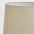 Close-up of the Linen Drum Lamp Shade Medium in Dark Natural highlighting the premium woven linen texture and rich natural finish.