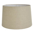 Medium dark natural linen drum lamp shade with a classic tapered silhouette for Hamptons, coastal and classic interiors
