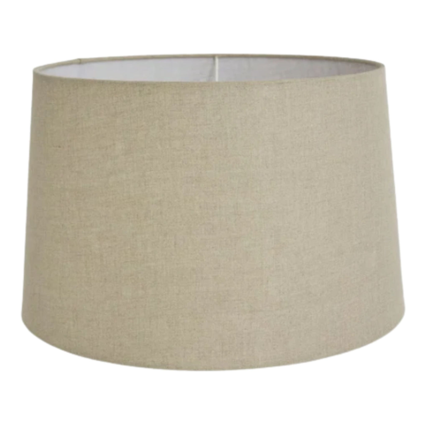 Medium dark natural linen drum lamp shade with a classic tapered silhouette for Hamptons, coastal and classic interiors