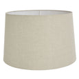 Medium natural linen drum lamp shade with a classic tapered silhouette for Hamptons, coastal and classic interiors.