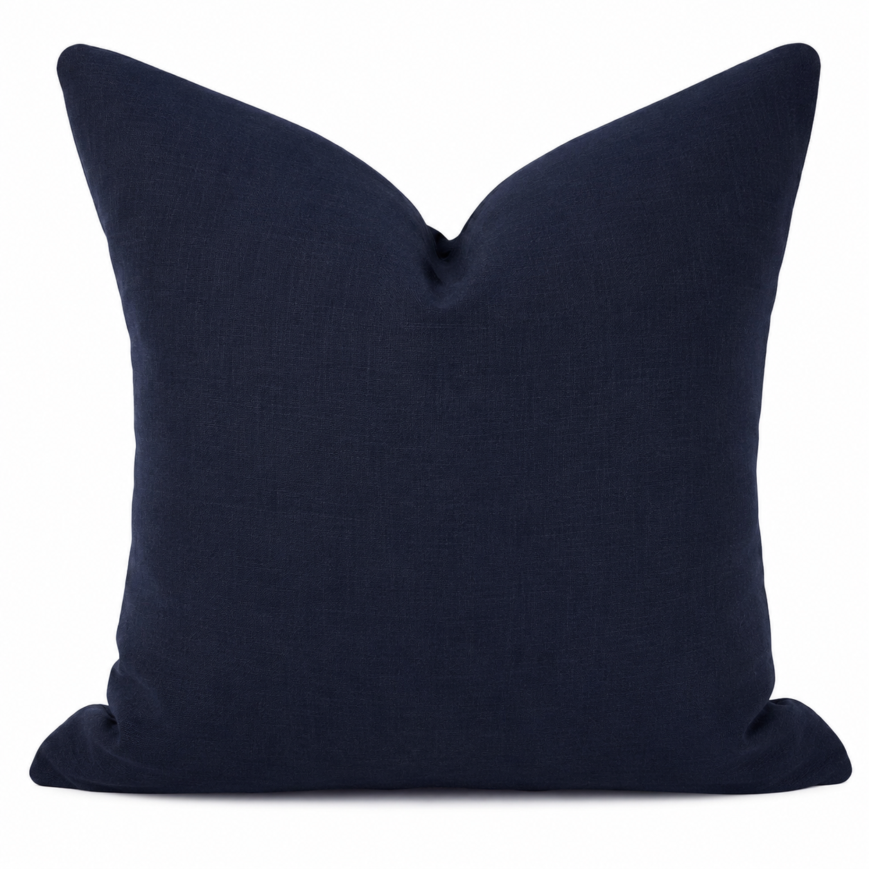 Linen Navy Cushion 50cm crafted from 100% linen in a rich navy blue tone with a classic knife-edge finish