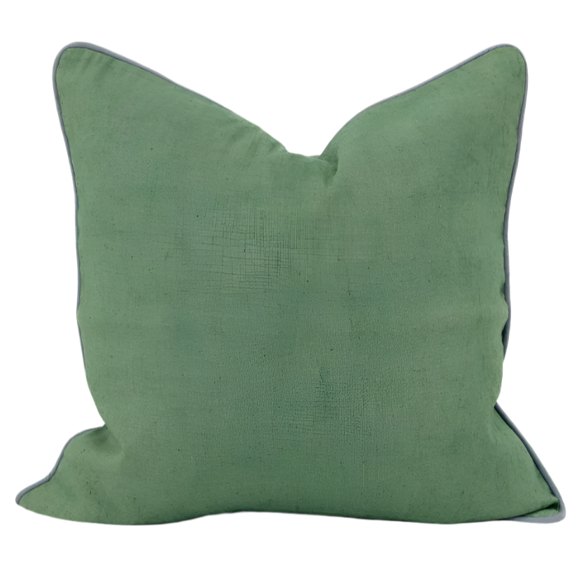 Linen Piped Green & Blue Lounge Cushion 55cm