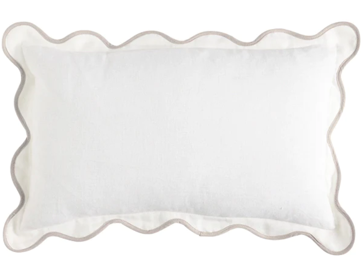 Linen Scallop Lumbar Cushion