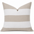 Linen Stripe Sand Cushion 50cm in natural sand and white 100% linen