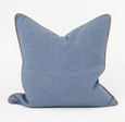 Linen Piped Blue & Mustard Lounge Cushion 55cm