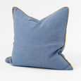 Linen Piped Blue & Mustard Lounge Cushion 55cm