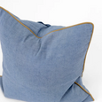 Linen Piped Blue & Mustard Lounge Cushion 55cm