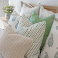 Linen Piped Green & Blue Lounge Cushion 55cm