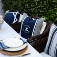 Linen Newport Navy Cushion 55cm - Hamptons Style