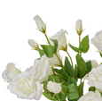 Close-up of white lisianthus buds and green foliage artificial flowers