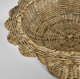Natural rattan scalloped bowl with pedestal base, handwoven decorative bowl for Hamptons and coastal home styling