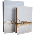 Luxury Homes decorative book box set of two with pale coastal architecture covers 