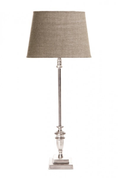 Lyon single stem table lamp with square metal base styled in a modern interior