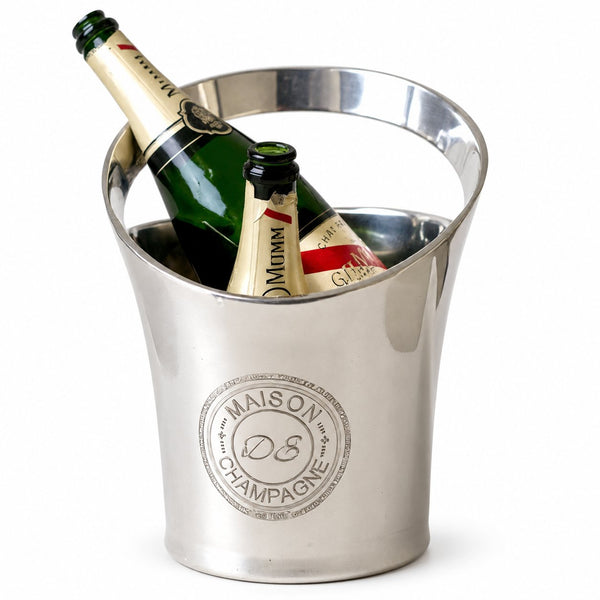 Maison Champagne Bucket 33cm with silver-toned finish and decorative Maison Champagne logo
