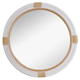 Marina Rattan Mirror featuring a handcrafted white rattan frame with natural twine accents and round coastal wall mirror design.