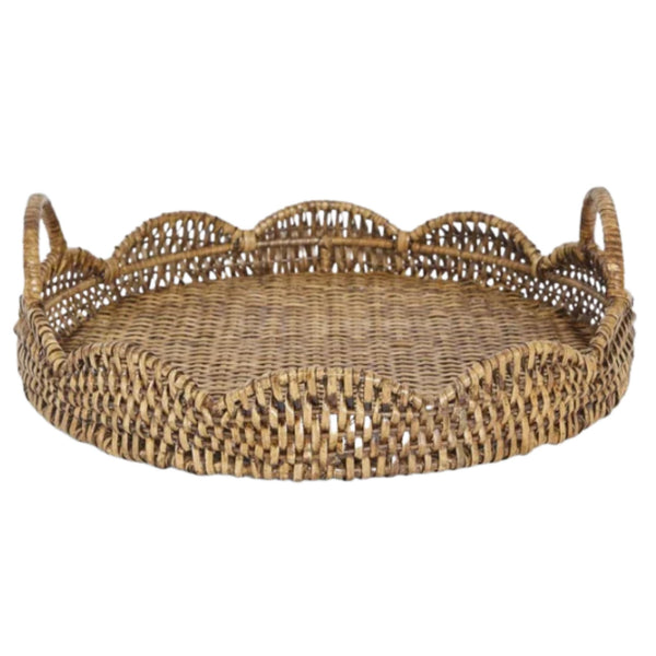 Mesa Rattan Scallop Tray Brown