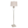 Mia Floor Lamp Antique Silver with pineapple-inspired glass detail and linen shade