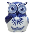 Ming Owl Ceramic 15cm Blue & White decorative owl featuring traditional chinoiserie-inspired detailing and glossy ceramic finish.