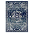 Monterey Navy Rug with distressed traditional medallion design in rich navy and ivory tones
