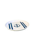 Navy Anchor Stripe Round Serving Tray 33cm with product details visible