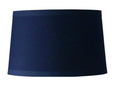Navy fabric lampshade with tapered drum silhouette for Hamptons and coastal interiors
